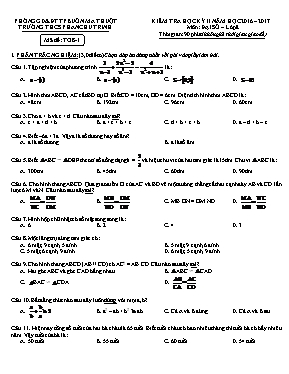 Đề kiểm tra học kỳ II môn Toán Lớp 8 - Mã đề TO8-1 - Năm học 2016-2017 - Trường THCS Phan Chu Trinh
